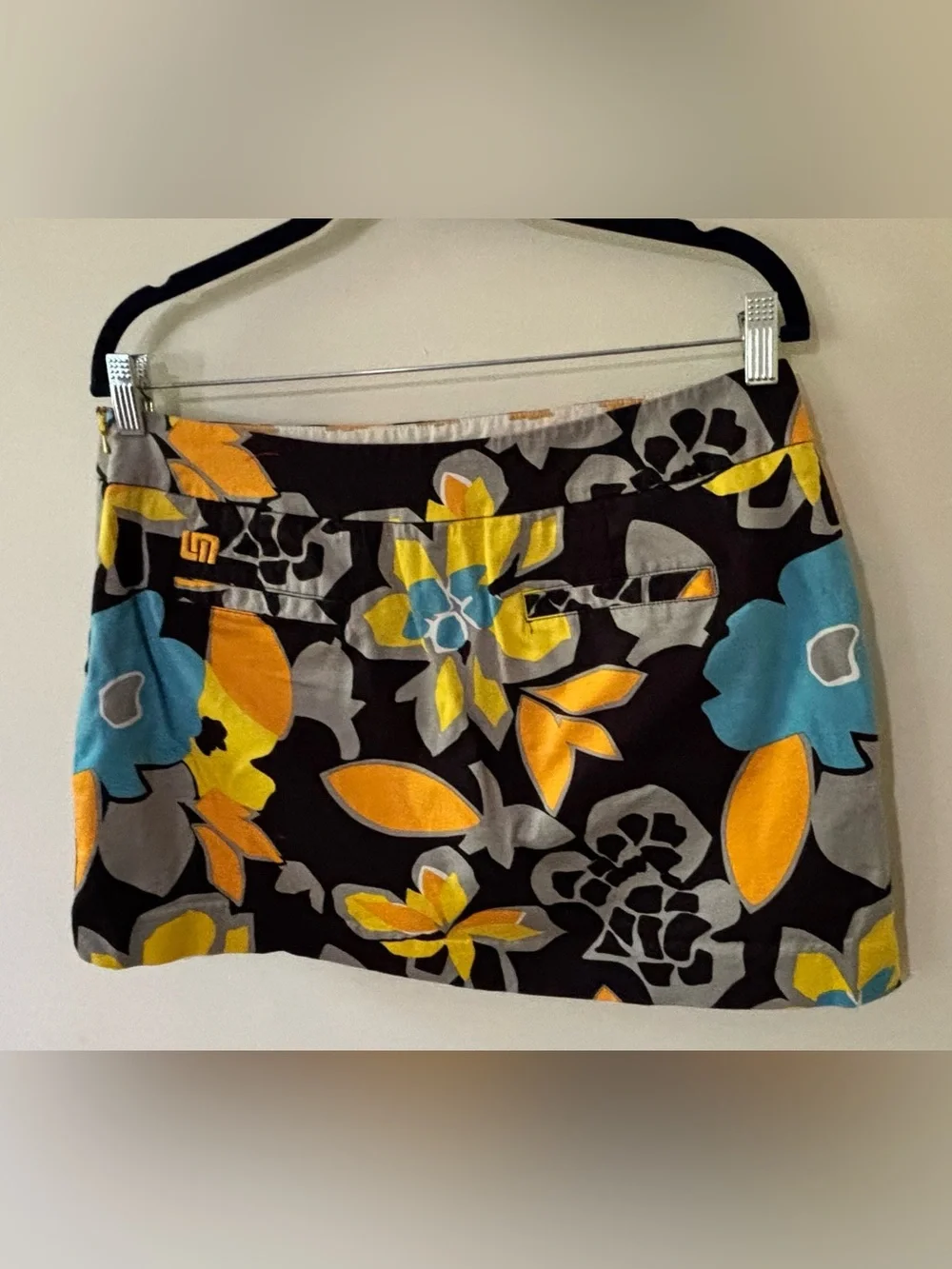 LOUDMOUTH Ladies FLORAL golf skort BLACK BLUE ORANGE size 10